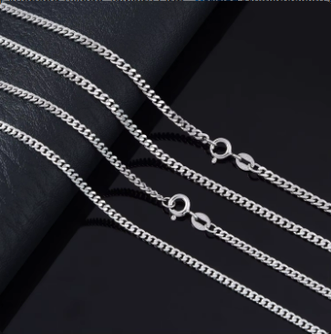 925 Sterling Silver Figaro Chain Necklace Unisex Diamond Jewelry Gifting