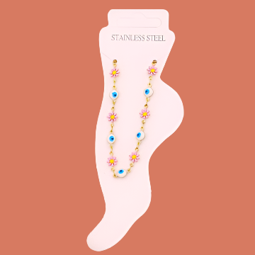 14k Gold Plated Evil Eye Anklet Stainless Steel Foot Chain Gift Idea