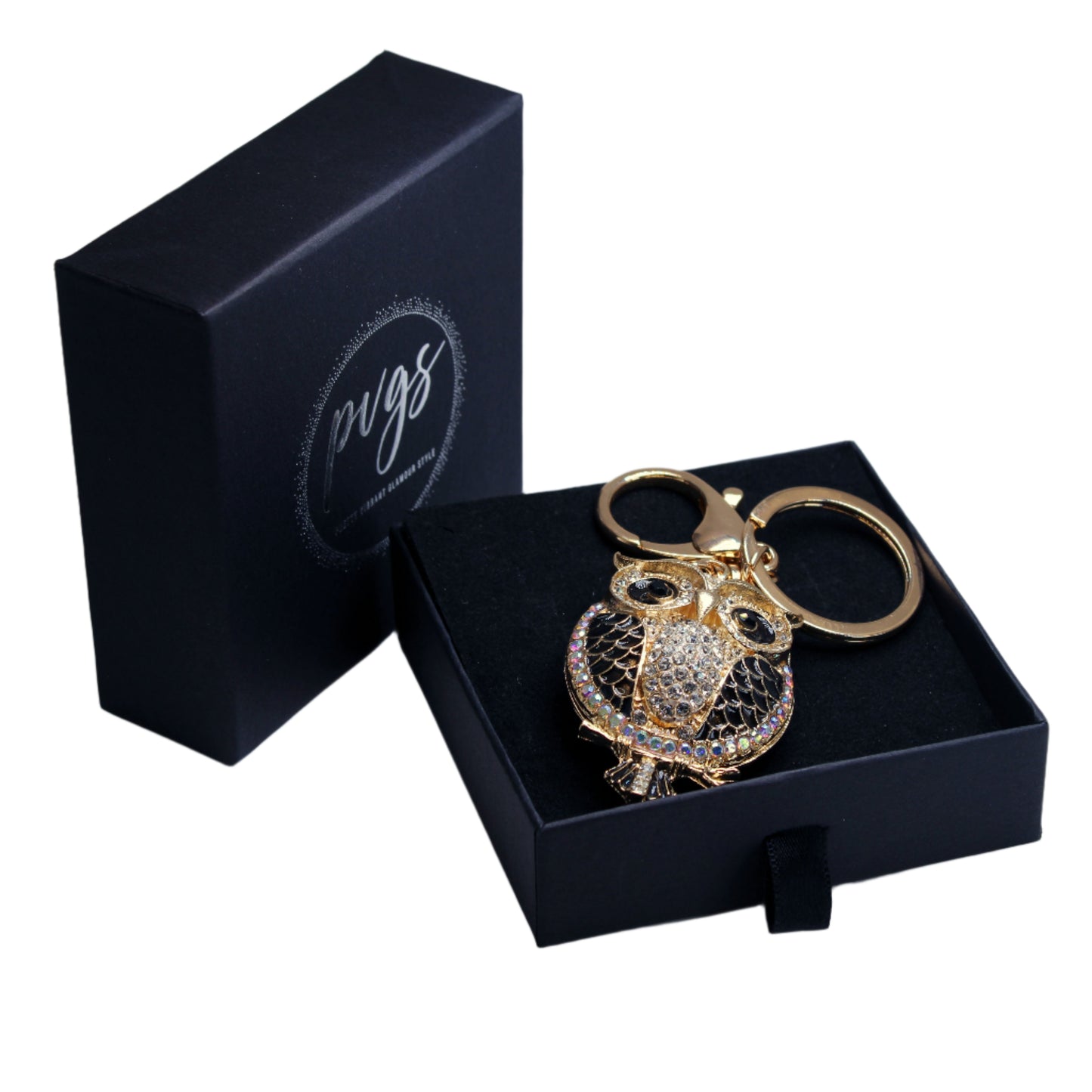 Adorable Crystal Owl Keychain - Rhinestone Bird Charm with Big Eyes for Keys & Bags – 18K Gold Plated, Perfect Gift for Her