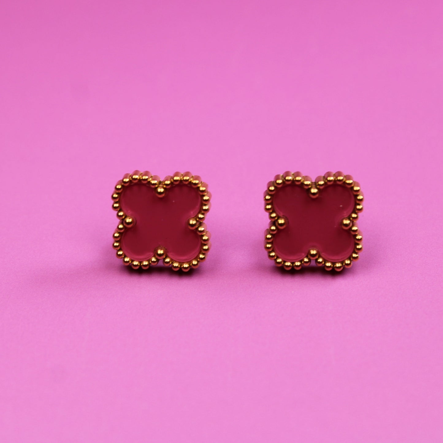 Clover Gold Plated Stud Earrings – Waterproof Stainless Steel – 18K Gold Plated, Perfect Gift for Her