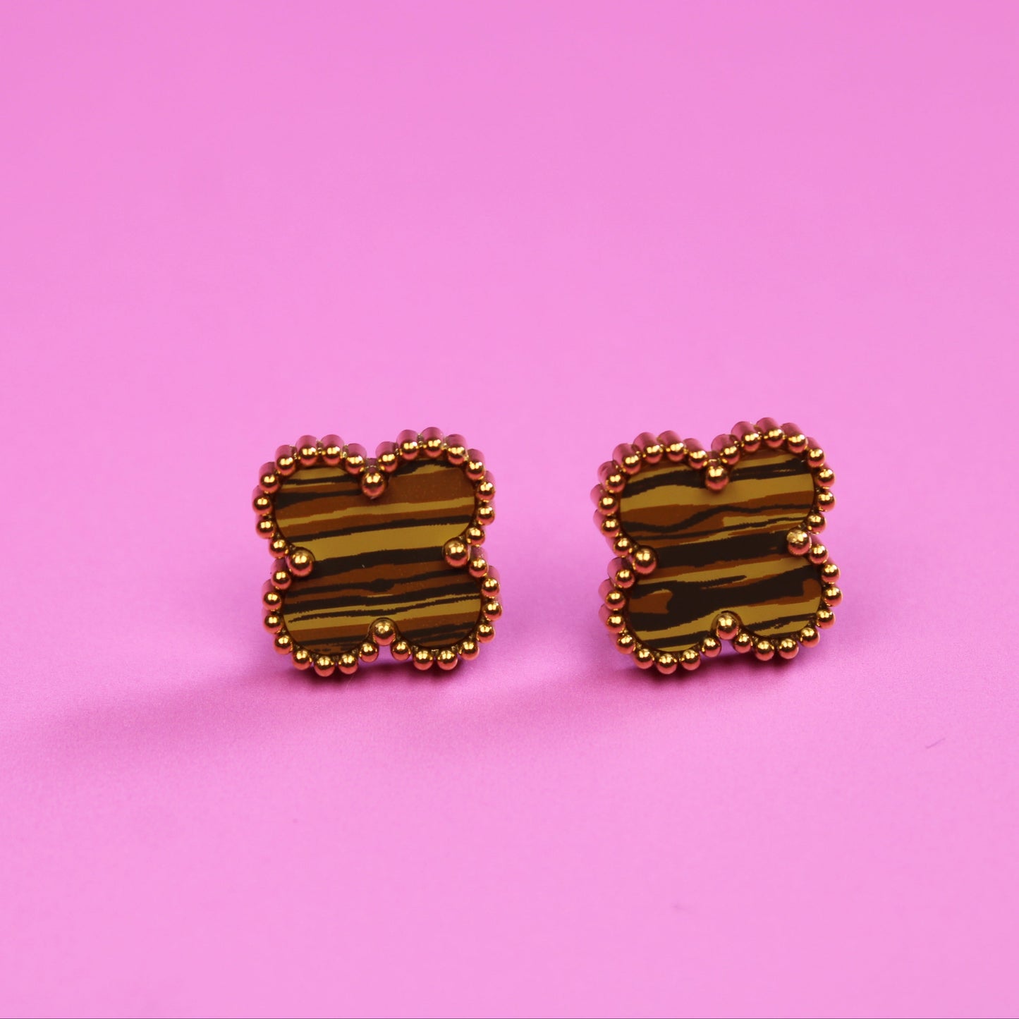 Clover Gold Plated Stud Earrings – Waterproof Stainless Steel – 18K Gold Plated, Perfect Gift for Her
