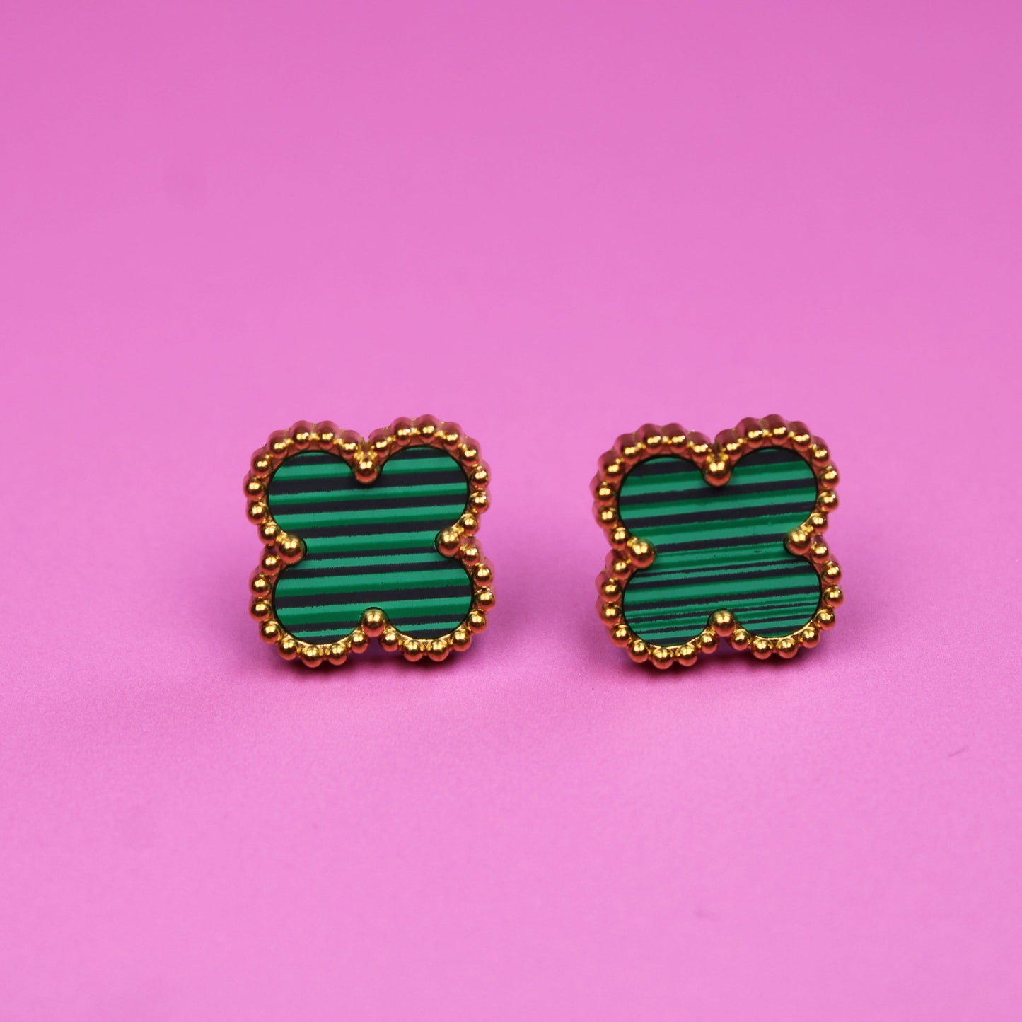 Clover Gold Plated Stud Earrings – Waterproof Stainless Steel – 18K Gold Plated, Perfect Gift for Her