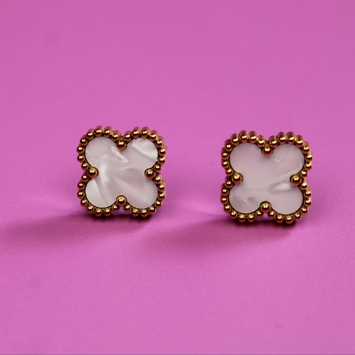 Clover Gold Plated Stud Earrings – Waterproof Stainless Steel – 18K Gold Plated, Perfect Gift for Her