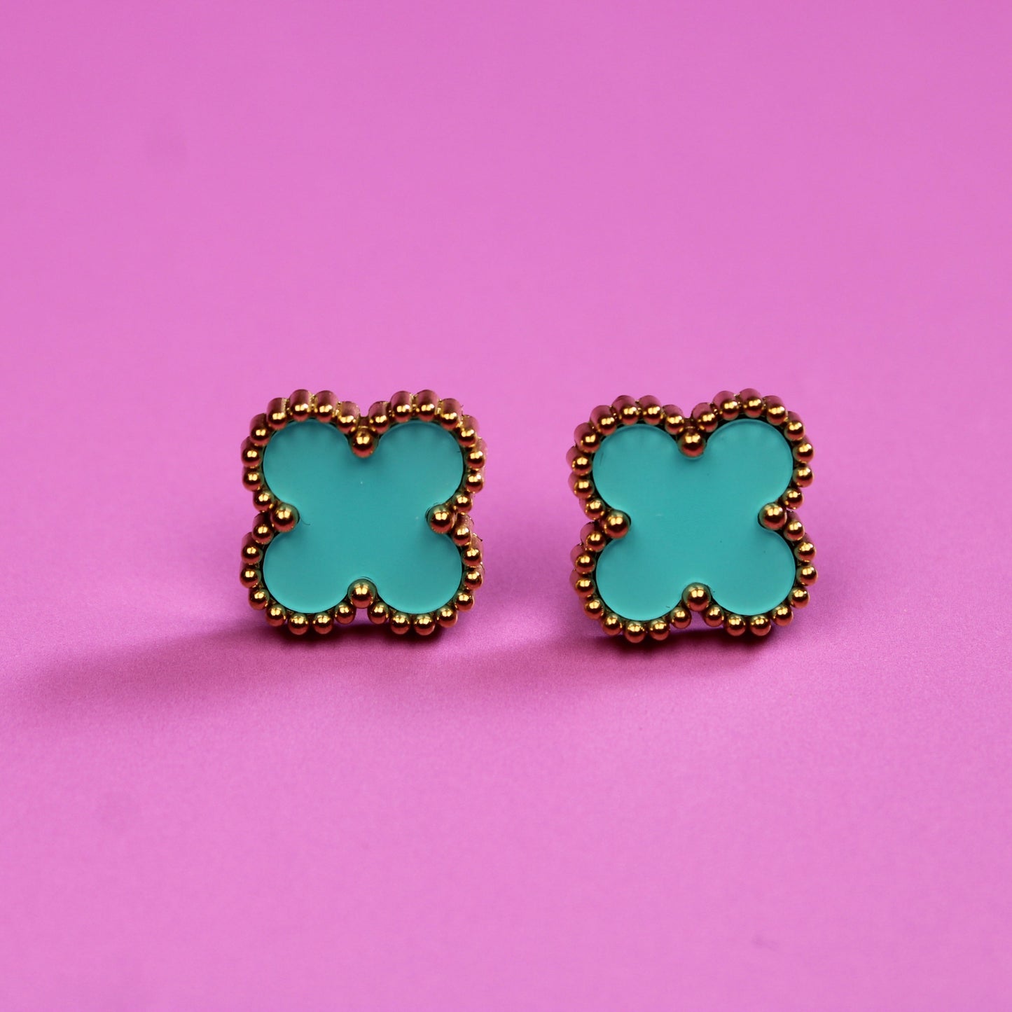 Clover Gold Plated Stud Earrings – Waterproof Stainless Steel – 18K Gold Plated, Perfect Gift for Her