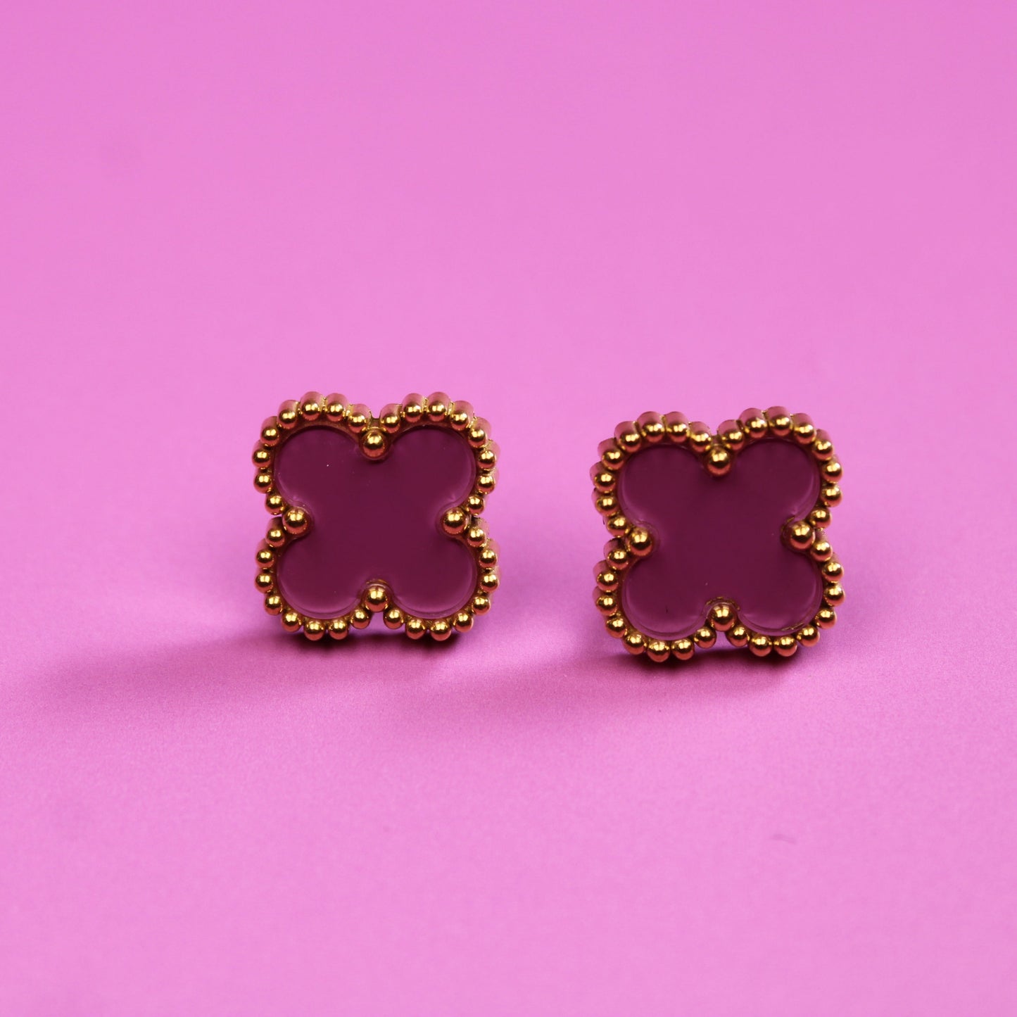 Clover Gold Plated Stud Earrings – Waterproof Stainless Steel – 18K Gold Plated, Perfect Gift for Her