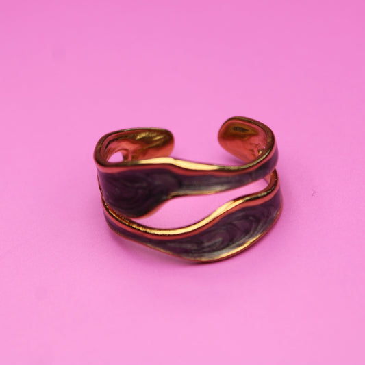 Golden Glow Ring Adjustable Open Design in Stainless Steel 18k Gold Gift Idea