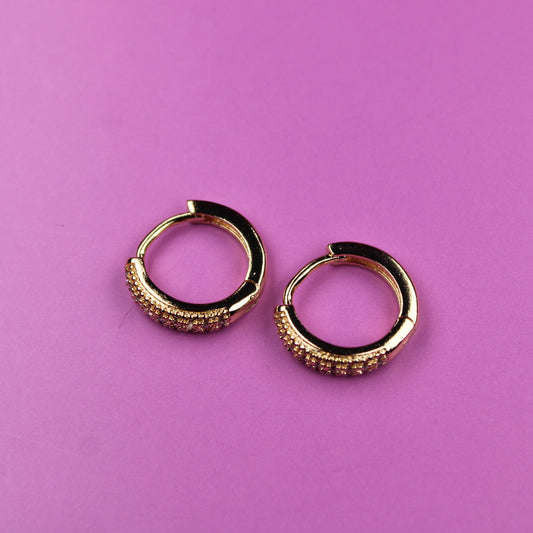 Luxury Gold Plated Cz Hoop Earrings Sparkling Round Crystal Circle Gifts for Her