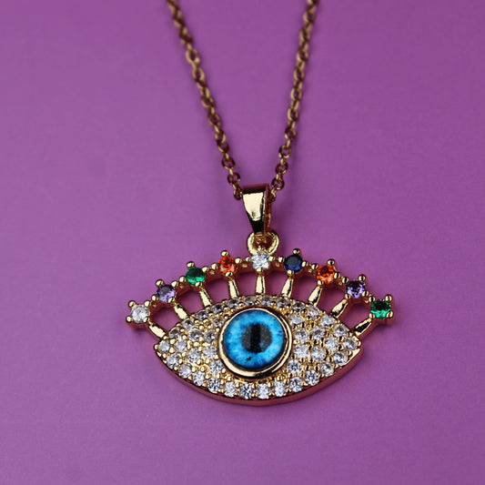 Earring with gemstone details on a purple background