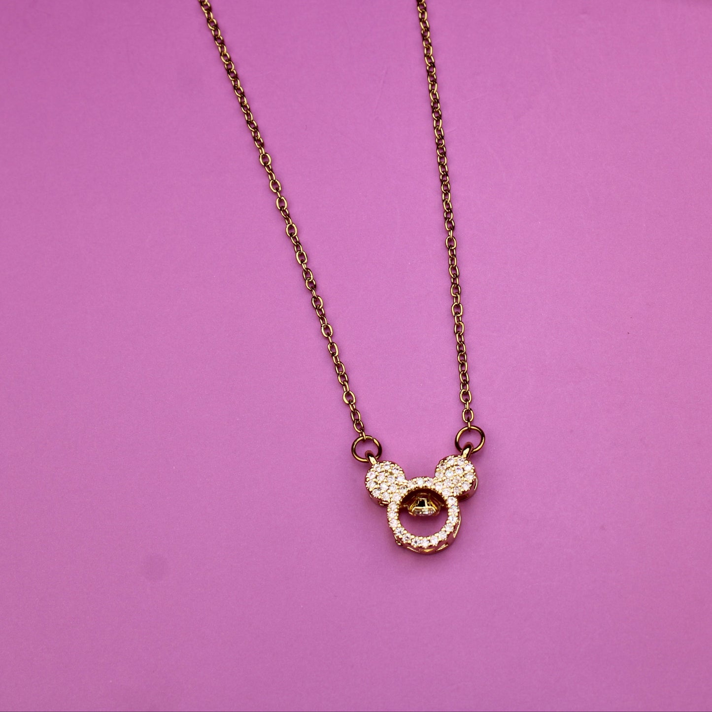 Gold-Plated Stainless Steel Pendant Necklace with Cubic Zirconia – Everyday Sparkle – 18K Gold Plated, Perfect Gift for Her