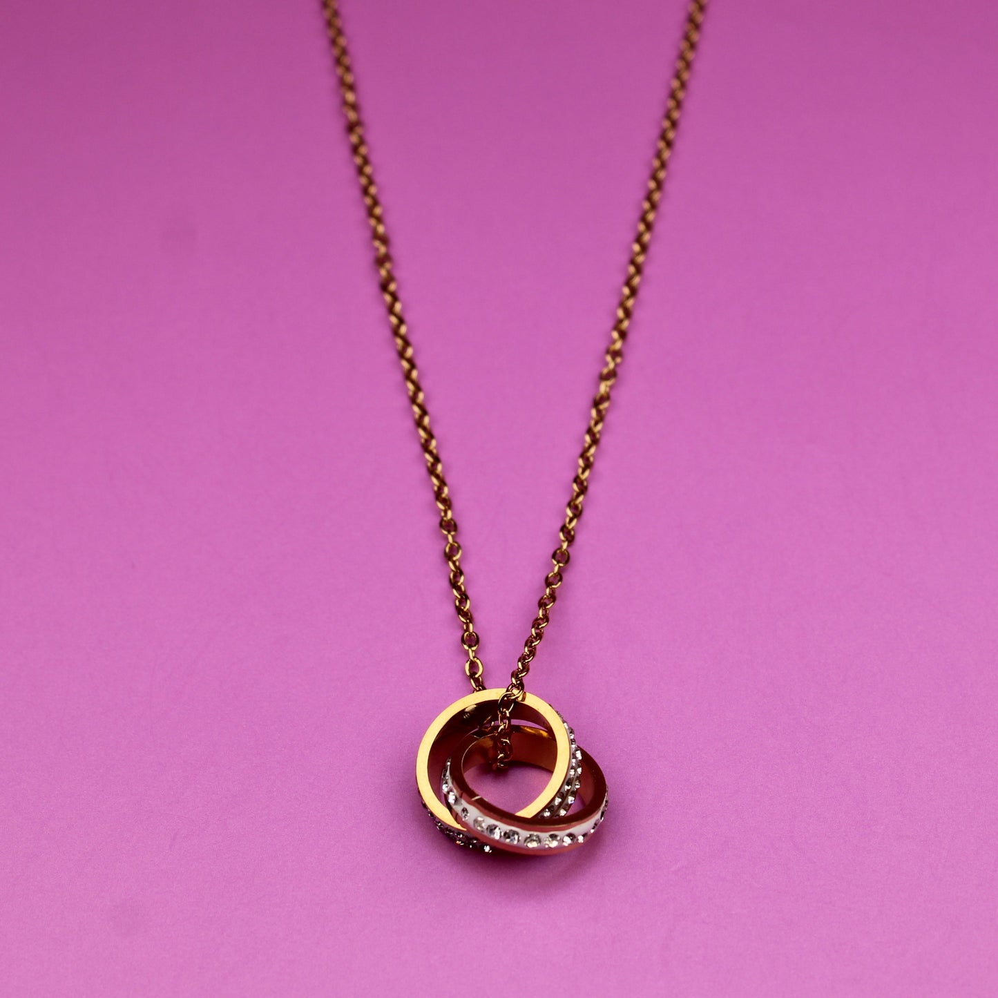 Circle of Sparkle Pendant – CZ Necklace in Gold-Plated Stainless Steel – 18K Gold Plated, Perfect Gift for Her