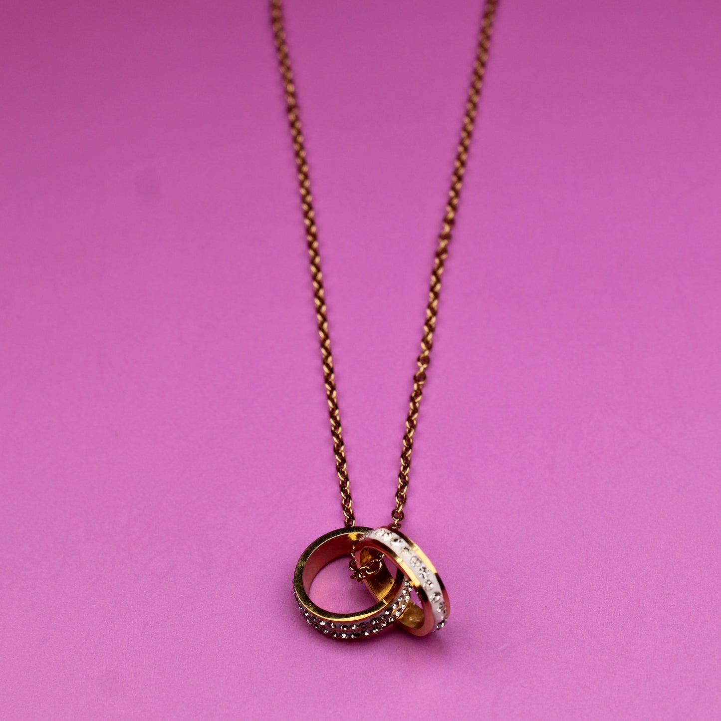 Circle of Sparkle Pendant – CZ Necklace in Gold-Plated Stainless Steel – 18K Gold Plated, Perfect Gift for Her