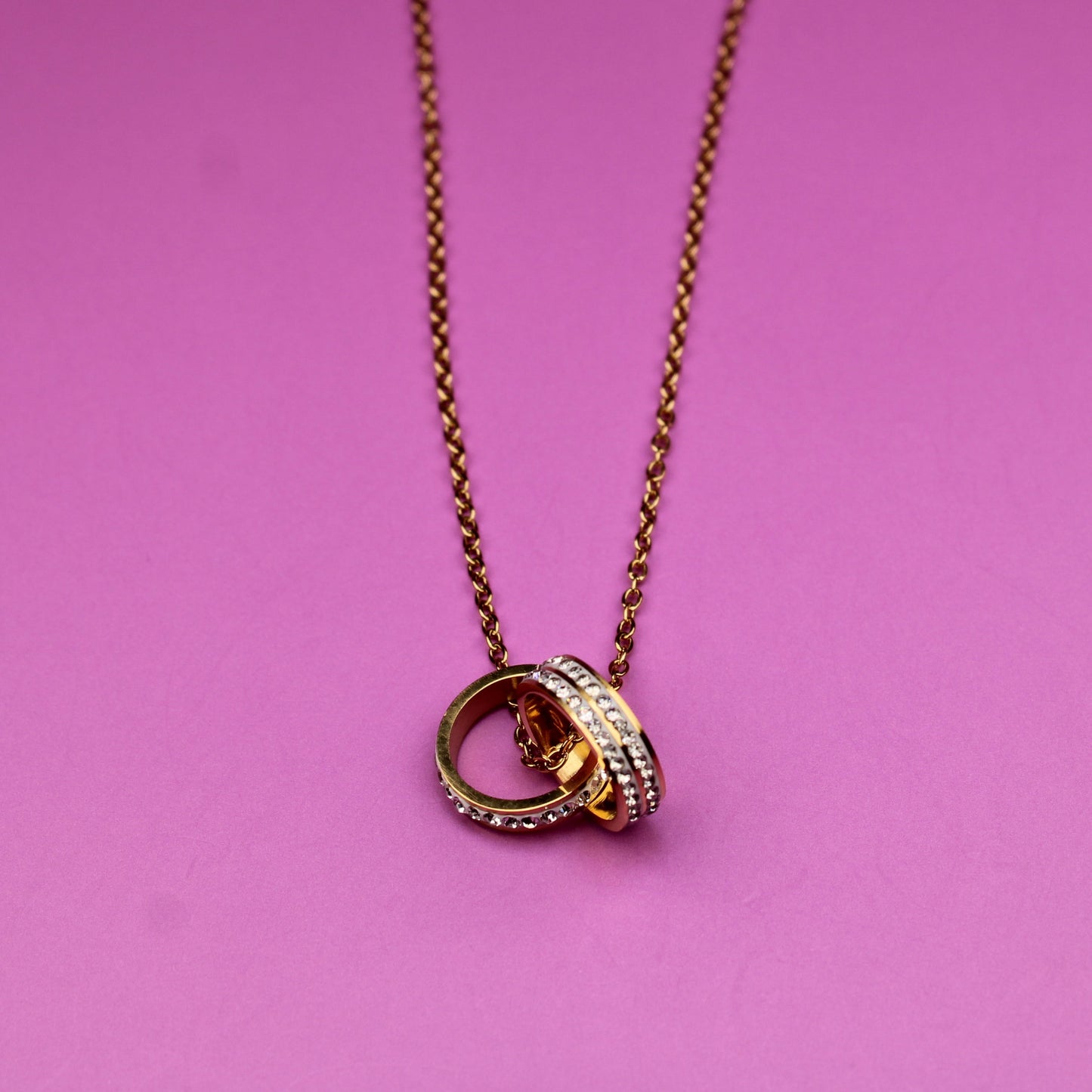 Circle of Sparkle Pendant – CZ Necklace in Gold-Plated Stainless Steel – 18K Gold Plated, Perfect Gift for Her