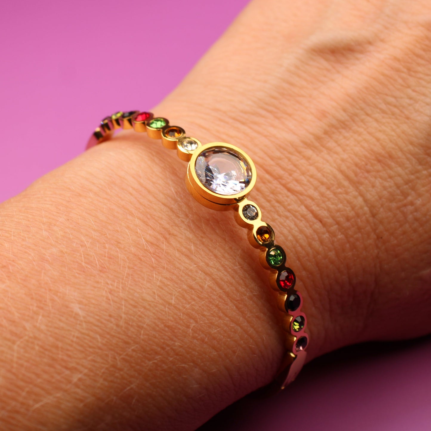 Brisa Stainless Steel Gold Plated Multicolour Zircon Jewelry Gifting