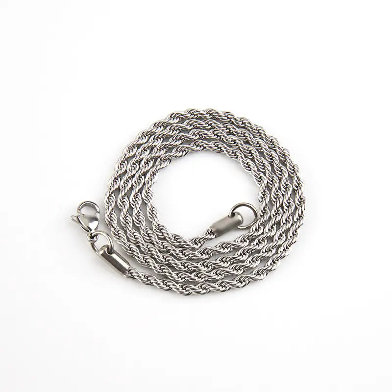 Vexie 18K Gold Plated Rope Chain Necklace | 2.5mm Stainless Steel Twisted Chain – 18K Gold Plated, Perfect Gift for Her