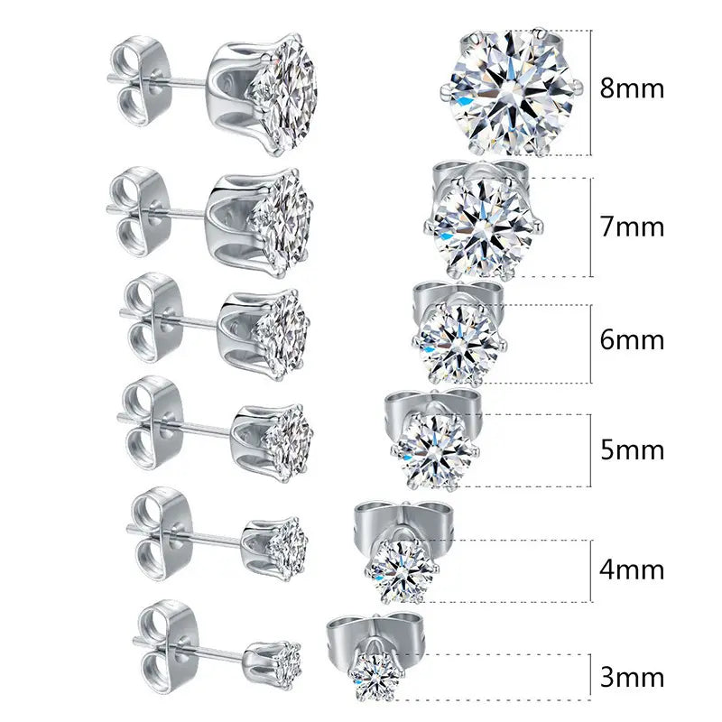 Ione Elegant Women's Stud Earrings – Hypoallergenic Stainless Steel & Multi-Size CZ – 18K Gold Plated, Perfect Gift for Her