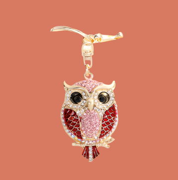 Adorable Crystal Owl Keychain Rhinestone Bird Charm with Big Jewelry Gifting