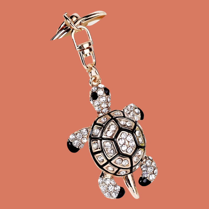 Luxury Crystal Turtle Keychain - Sparkling Rhinestone Marine Animal Charm for Keys & Bags – 18K Gold Plated, Perfect Gift for Her