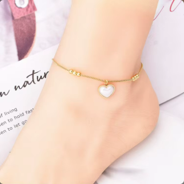 Romantic Gold Heart Anklet – 18K Gold Plated Stainless Steel, Non-Tarnish – 18K Gold Plated, Perfect Gift for Her