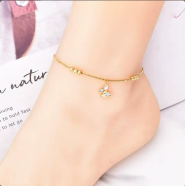 Elegant Gold Butterfly Anklet – 18K Gold Plated Stainless Steel, Non-Tarnish – 18K Gold Plated, Perfect Gift for Her