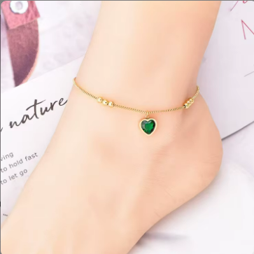 Dainty Gold Plated Heart Anklet – Stainless Steel, Hypoallergenic Jewellery – 18K Gold Plated, Perfect Gift for Her