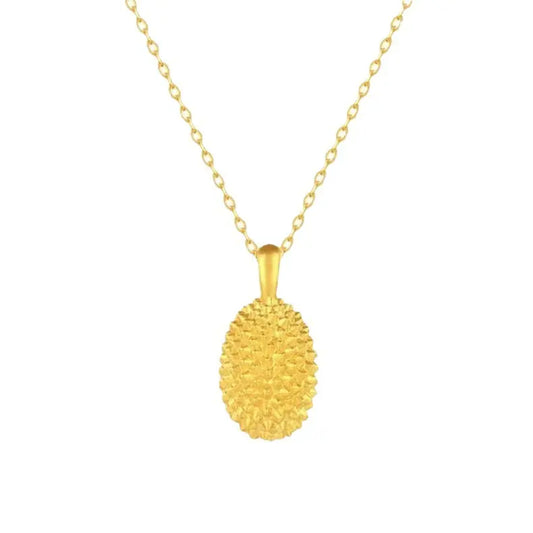 Durian Fruit Pendant Necklace – 18K Gold Plated Stainless Steel