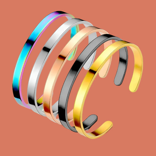Women's Adjustable Stainless Steel Cuff Bracelet - Multiple Color Options Available – 18K Gold Plated, Perfect Gift for Her