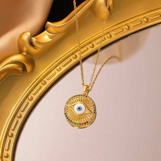 18K Gold Evil Eye Necklace – Waterproof, Non-Tarnish Stainless Steel