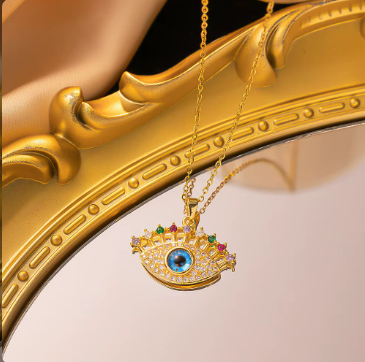 Gold Evil Eye Necklace – 18K Plated, Non-Tarnish Stainless Steel Jewellery
