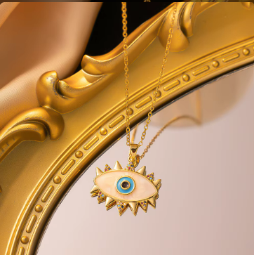 Gold Evil Eye Protection Necklace - Spike Eye Pendant Chain Jewellery