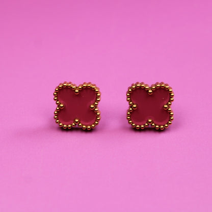 Clover Gold Plated Stud Earrings – Waterproof Stainless Steel – 18K Gold Plated, Perfect Gift for Her