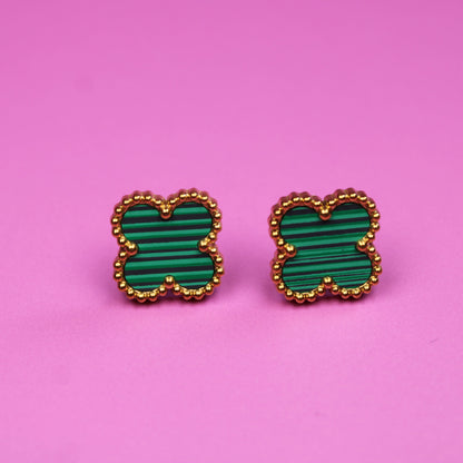 Clover Gold Plated Stud Earrings – Waterproof Stainless Steel – 18K Gold Plated, Perfect Gift for Her