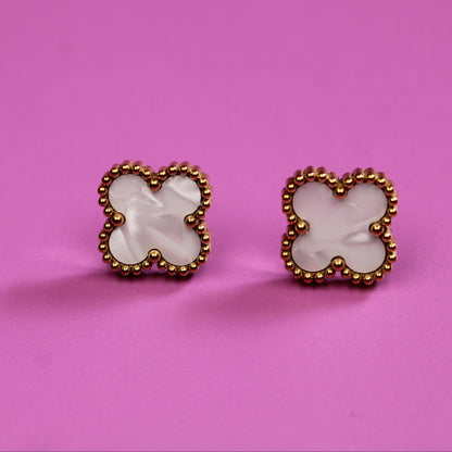 Clover Gold Plated Stud Earrings – Waterproof Stainless Steel – 18K Gold Plated, Perfect Gift for Her
