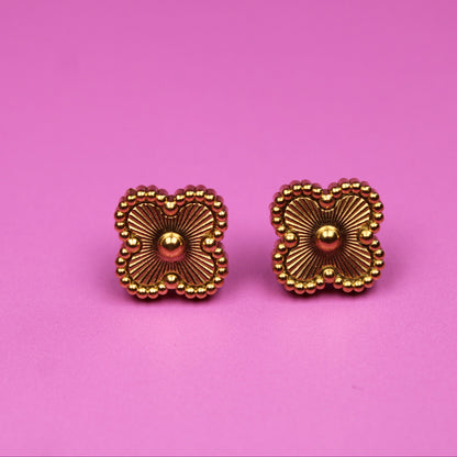 Clover Gold Plated Stud Earrings – Waterproof Stainless Steel – 18K Gold Plated, Perfect Gift for Her