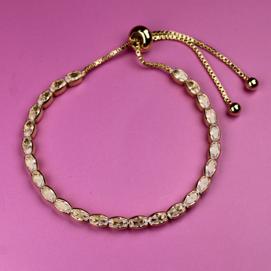 Nixie Geometric Crystal Bracelet | Sparkling Cubic Zirconia Tennis Chain – 18K Gold Plated, Perfect Gift for Her