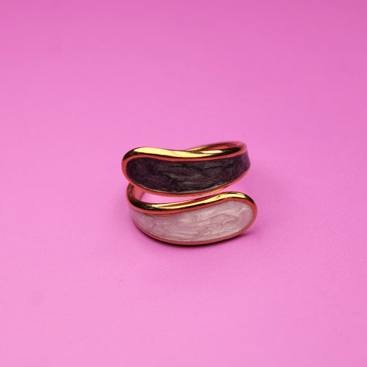 Enamel Adjustable Ring – 18K Gold Plated Stainless Steel – 18K Gold Plated, Perfect Gift for Her