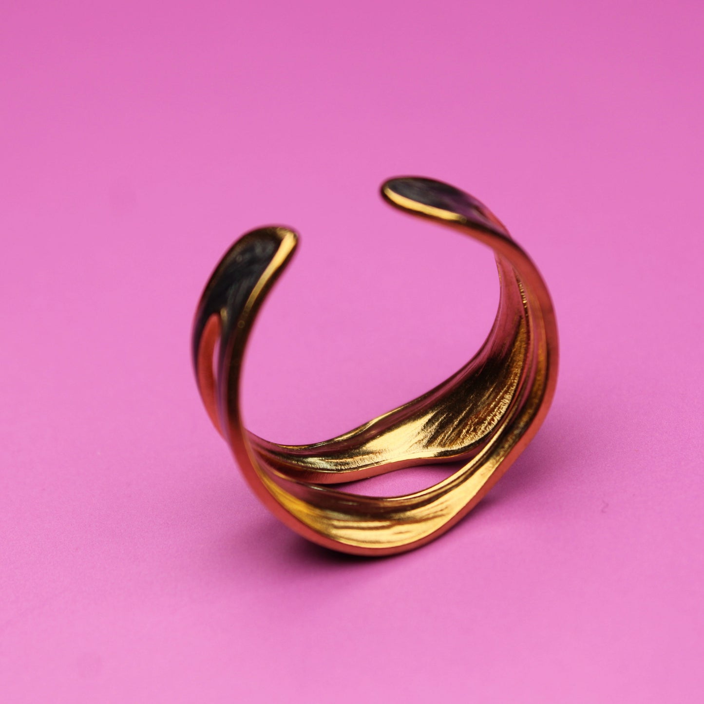 Golden Glow Ring Adjustable Open Design in Stainless Steel 18k Gold Gift Idea