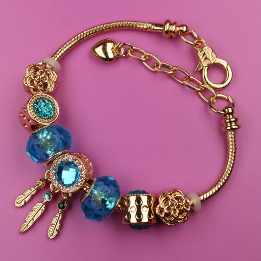Evil Eye Gold-Plated Stainless Steel Charm Bracelet – Protective & Stylish Accessory – 18K Gold Plated, Perfect Gift for Her