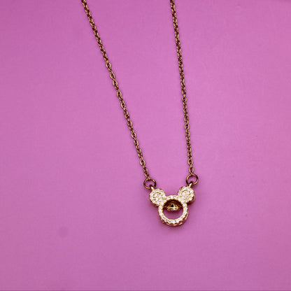 Gold-Plated Stainless Steel Pendant Necklace with Cubic Zirconia – Everyday Sparkle – 18K Gold Plated, Perfect Gift for Her