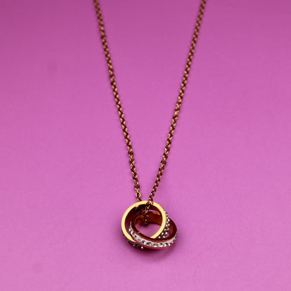 Circle of Sparkle Pendant – CZ Necklace in Gold-Plated Stainless Steel – 18K Gold Plated, Perfect Gift for Her