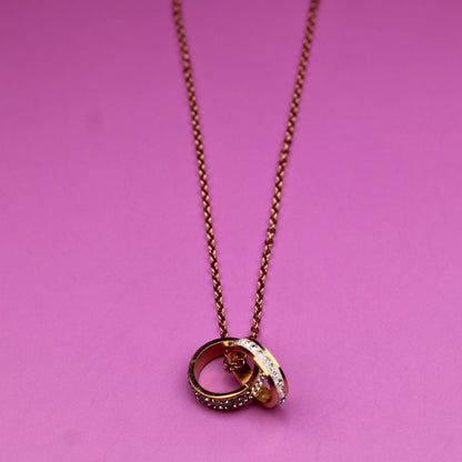 Circle of Sparkle Pendant – CZ Necklace in Gold-Plated Stainless Steel – 18K Gold Plated, Perfect Gift for Her