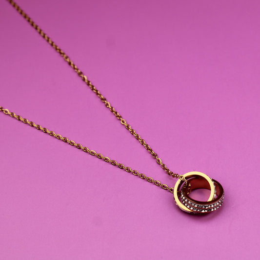 Circle of Sparkle Pendant – CZ Necklace in Gold-Plated Stainless Steel – 18K Gold Plated, Perfect Gift for Her
