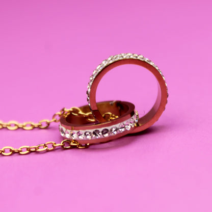 Circle of Sparkle Pendant – CZ Necklace in Gold-Plated Stainless Steel – 18K Gold Plated, Perfect Gift for Her
