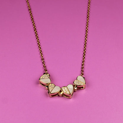 Heart Clover Necklace Gold Mother of Pearl Pendant – 18K Gold Plated, Perfect Gift for Her