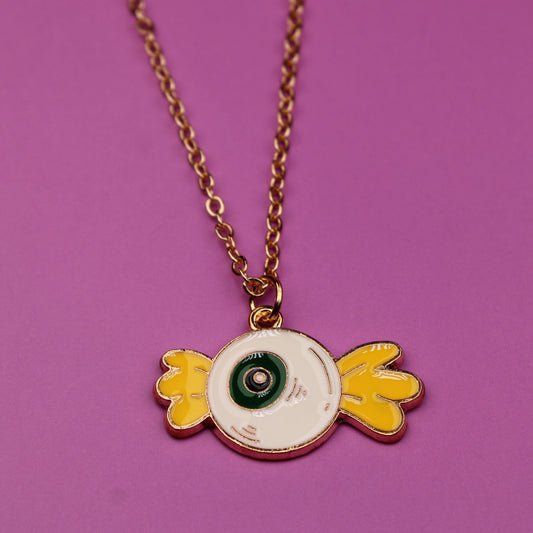 Necklace with a unique pendant on a purple background
