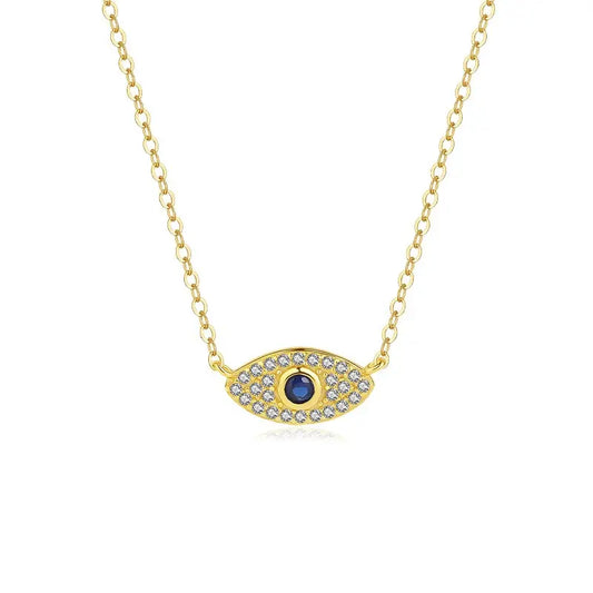 Trendy Blue Evil Eye Necklace – 18K Gold Plated 925 Sterling Silver Protection Jewellery