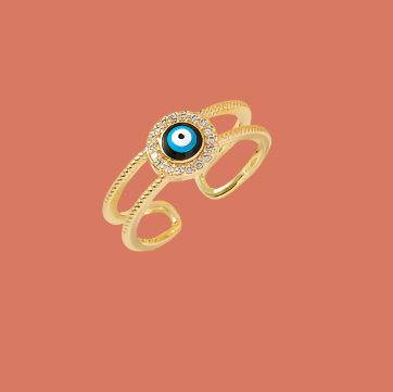 Adjustable Gold Evil Eye Ring – Vibrant Colors, Powerful Meaning – 18K Gold Plated, Perfect Gift for Her