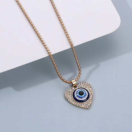Evil Eye Charm Necklace – Gold Plated with Cubic Zirconia Sparkle