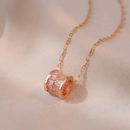 Minimalist CZ Gold Pendant Necklace – Gold-Plated Stainless Steel