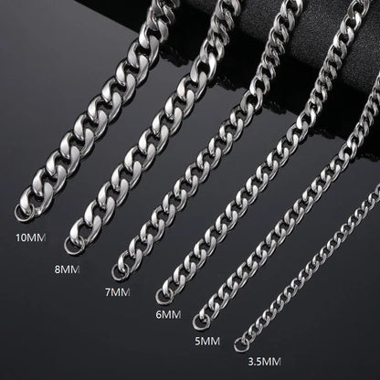 Premium Stainless Steel Cuban Link Chain Necklace Silver Finish Jewelry Gifting