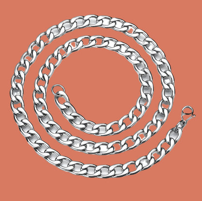 Premium Stainless Steel Cuban Link Chain Necklace Silver Finish Jewelry Gifting